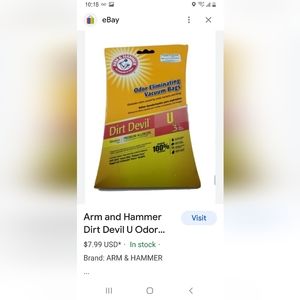 2 bags Arm & Hammer Dirt Devil U 1 missing